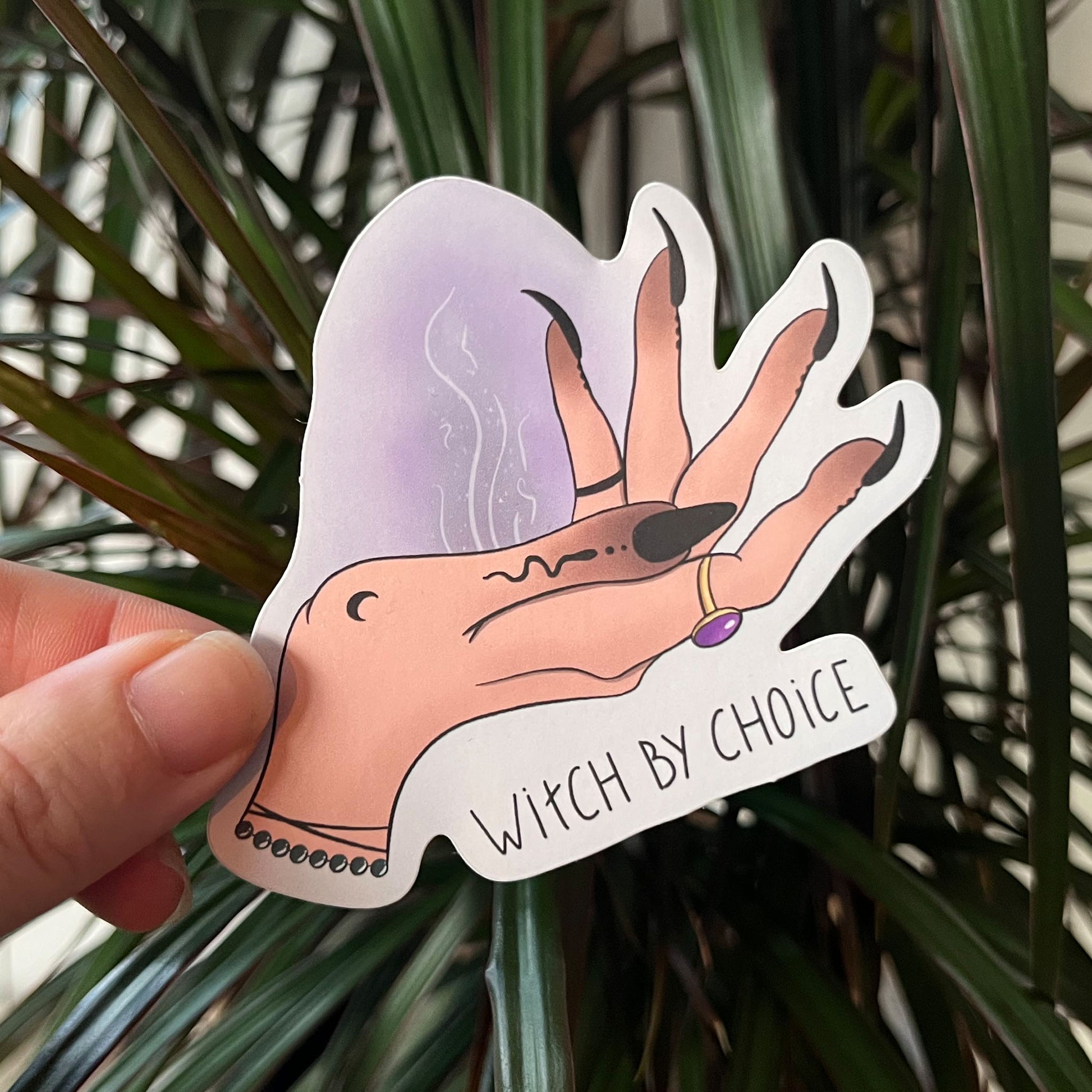 Die cut sticker witch by choice, Detail